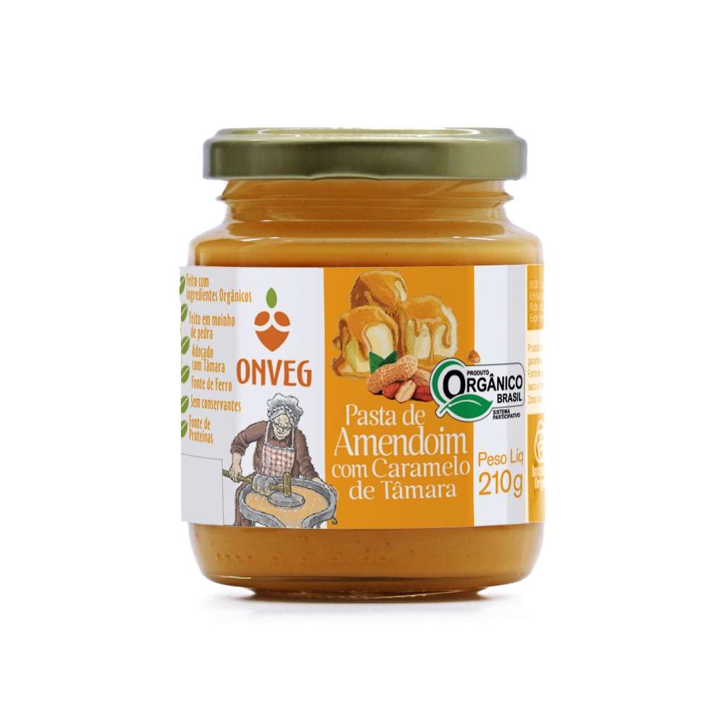 Pasta de Amendoim com caramelo de tâmara (Orgânico) - Vidro 210g