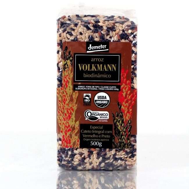 Arroz especial cateto integral, vermelho e preto orgânico e biodinâmico - 500g vácuo